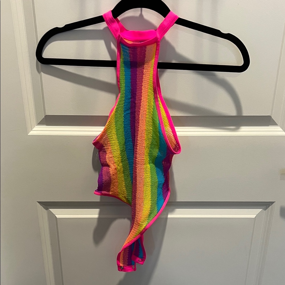 Rainbow Striped Halter Snap Bodysuit (OS)